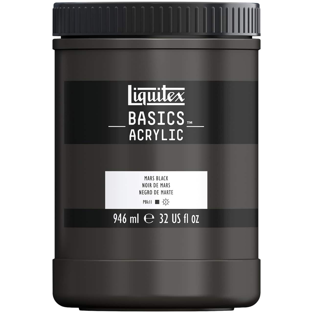 6 Pack: Liquitex® BASICS Mars Black Acrylic Paint Jar, 32oz.